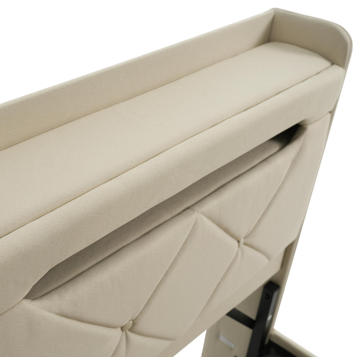 BETT mit LED, USB und Stauraum 140x200 cm Leinen Beige - Beige, Metall (140/200cm) - Meubliv