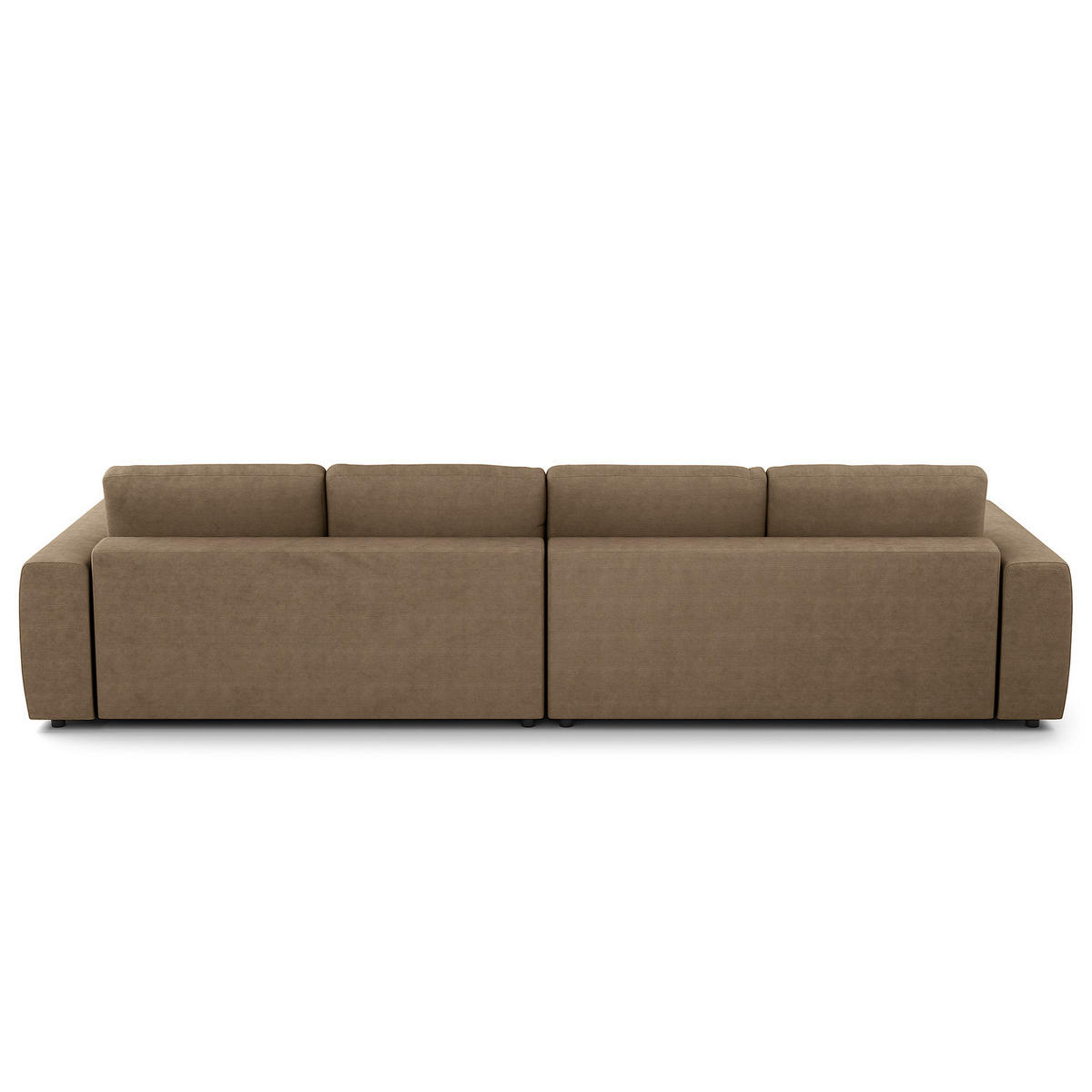 ECKSOFA mit XXL-Longchair - Taupe/Schwarz, Kunststoff/Textil (323/182cm) - home24