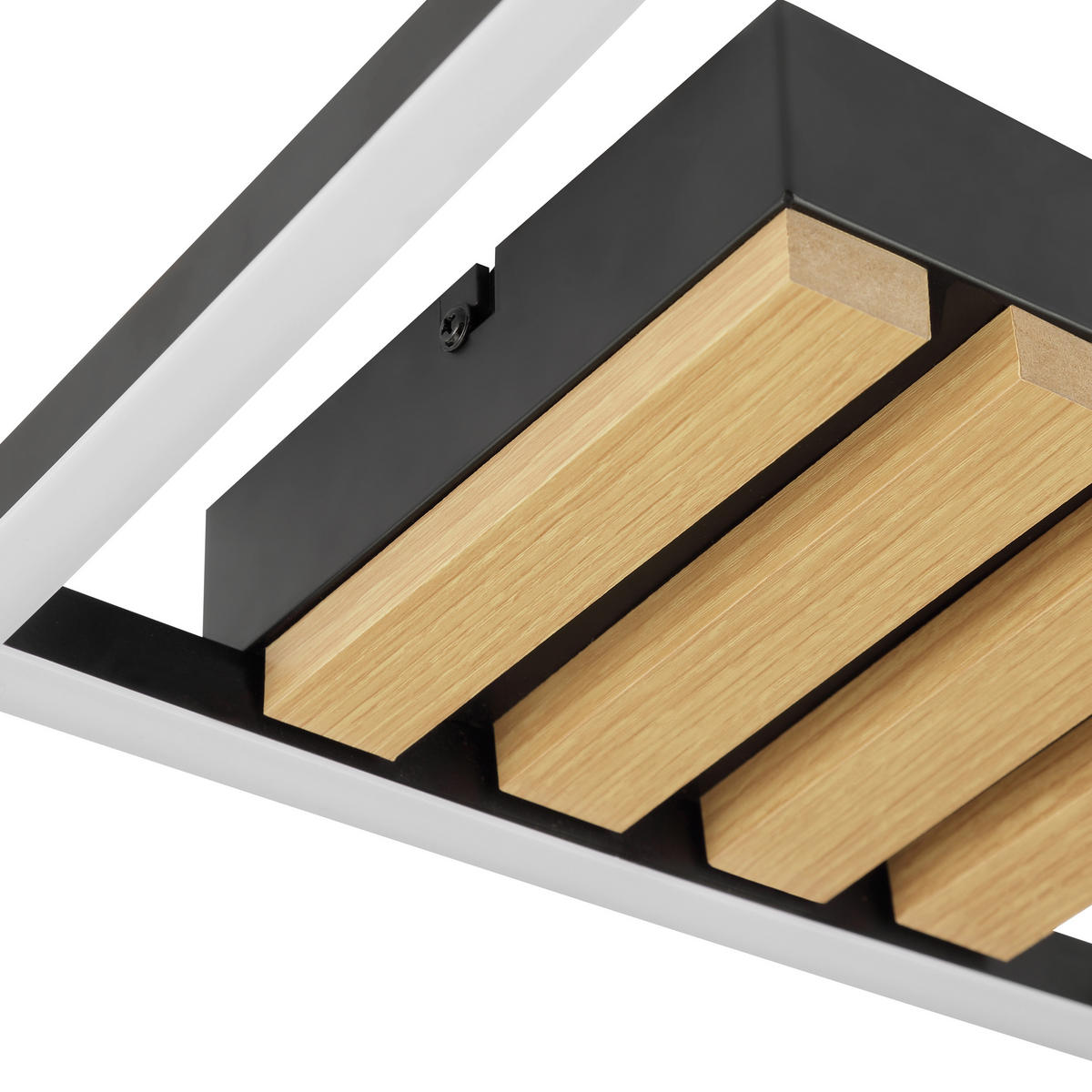 LED DECKENLEUCHTE Calma Schwarz/Holz 27,5/27,5/4,7 cm - Multicolor, Holz (27.5/27.5/4.7cm) - Brilliant