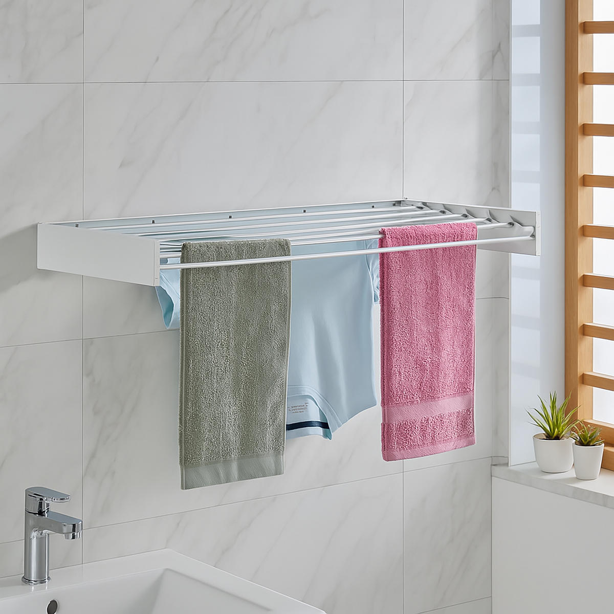 NÁSTENNÝ sušiak na prádlo - viacfarebná, kov (100/10/50cm) - Relaxdays