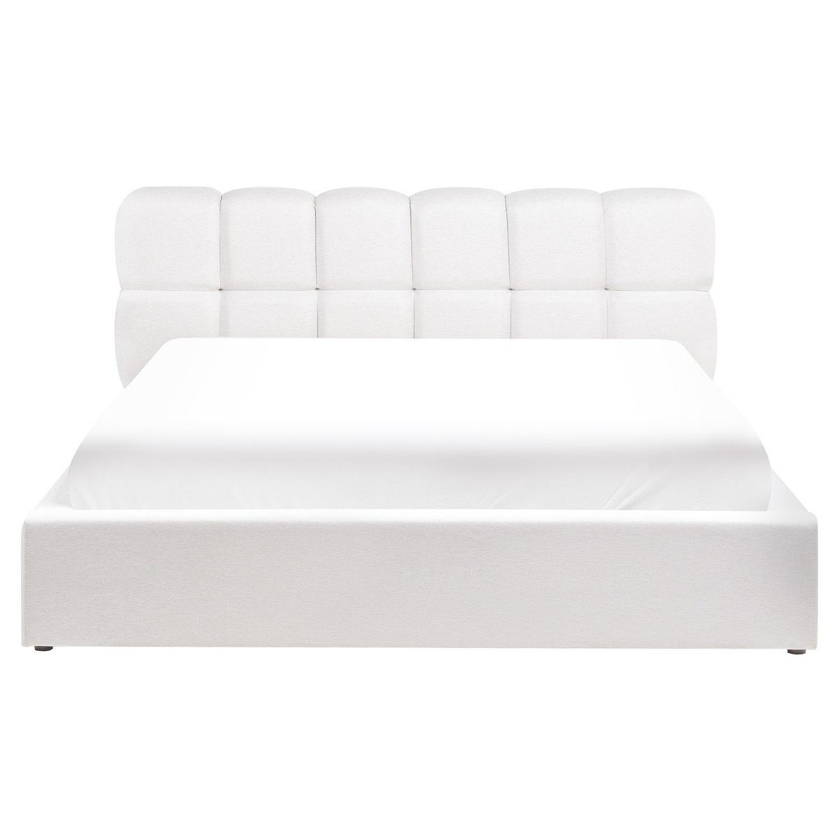 BETT mit Stauraum 160/200 Stoff Cremeweiß Baston - Creme, Textil (160/200cm) - Beliani