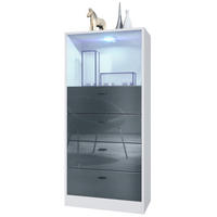 KOMMODE Pino Fronten in Grau Hochglanz - Grau, Holzwerkstoff (56/125/36cm) - Vladon