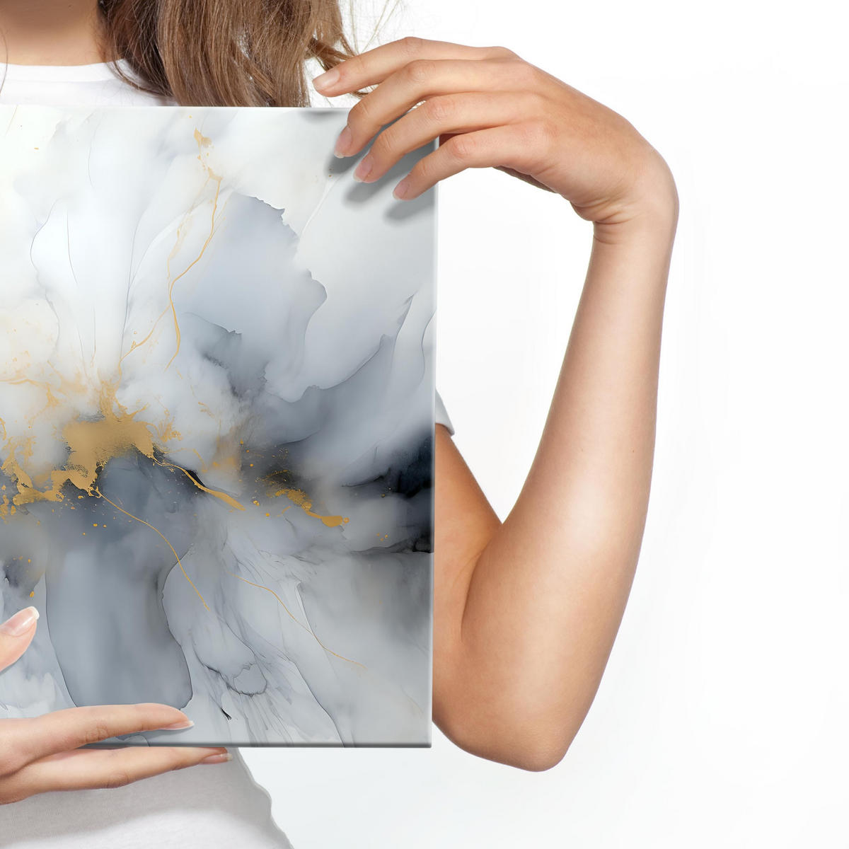 LEINWANDBILD Marmor Muster Moderne Abstraktion 100x70 - Blau/Beige, Textil (100/70cm) - Muralo