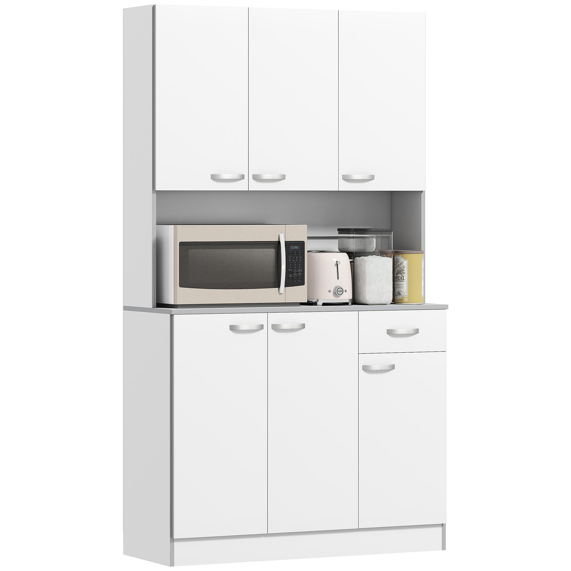 KÜCHENSCHRANK Weiß-Grau, 6 Türen, 1 Schublade, 101/39/180 cm - Weiß, Holzwerkstoff (101/180/39cm) - PANGIVO