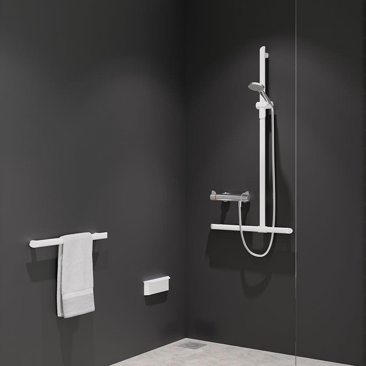 HANDLAUF T-Form Be-Line Ø35 H1130x500 Aluminium weiß - Weiß, Metall (17.5/4.5/119.5cm) - Delabie