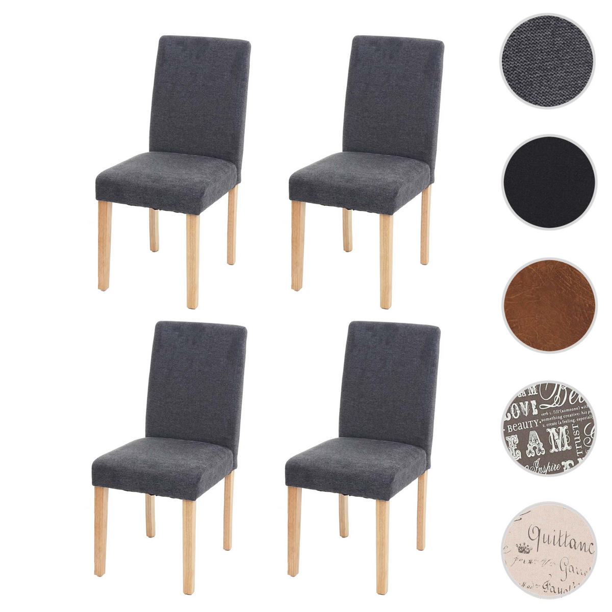 ESSZIMMERSTUHL Anthrazit, Braun 4er-Set - Anthrazit/Braun, Textil (43/90/56cm) - MCW