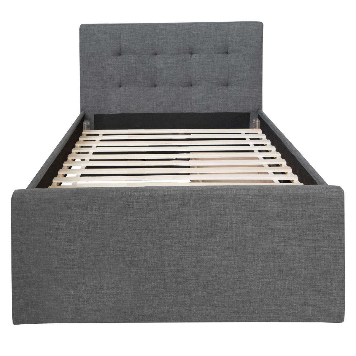 POLSTERBETT mit Lattenrost 90/200 cm in Anthrazit - Anthrazit/Grau, Textil (90/200cm) - Homestyle4u