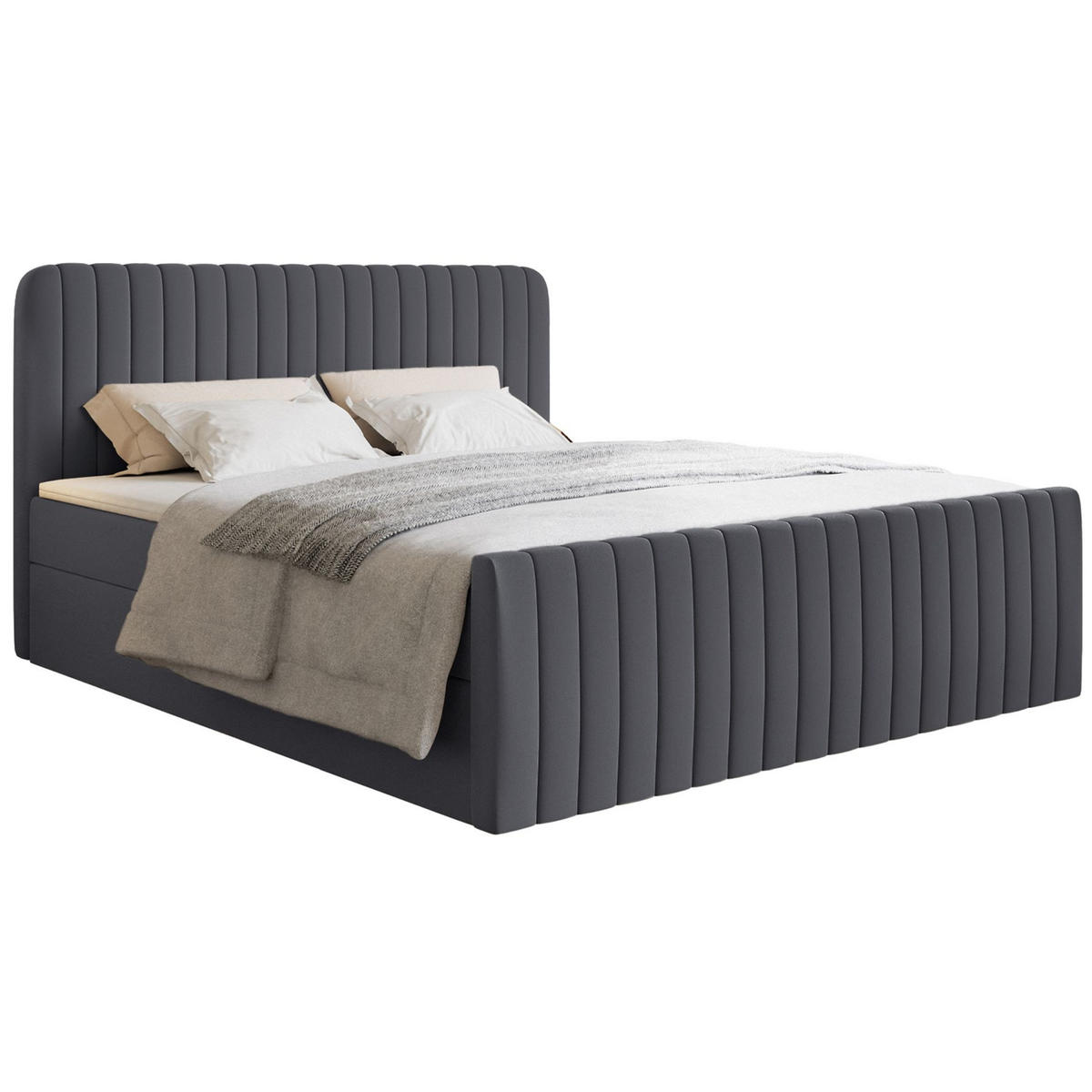 BOXBETT Saliano mit Topper und Chenille-Bezug Graphit, 140x200 cm - Graphitfarben, Kunststoff/Textil (140/200cm) - Selsey