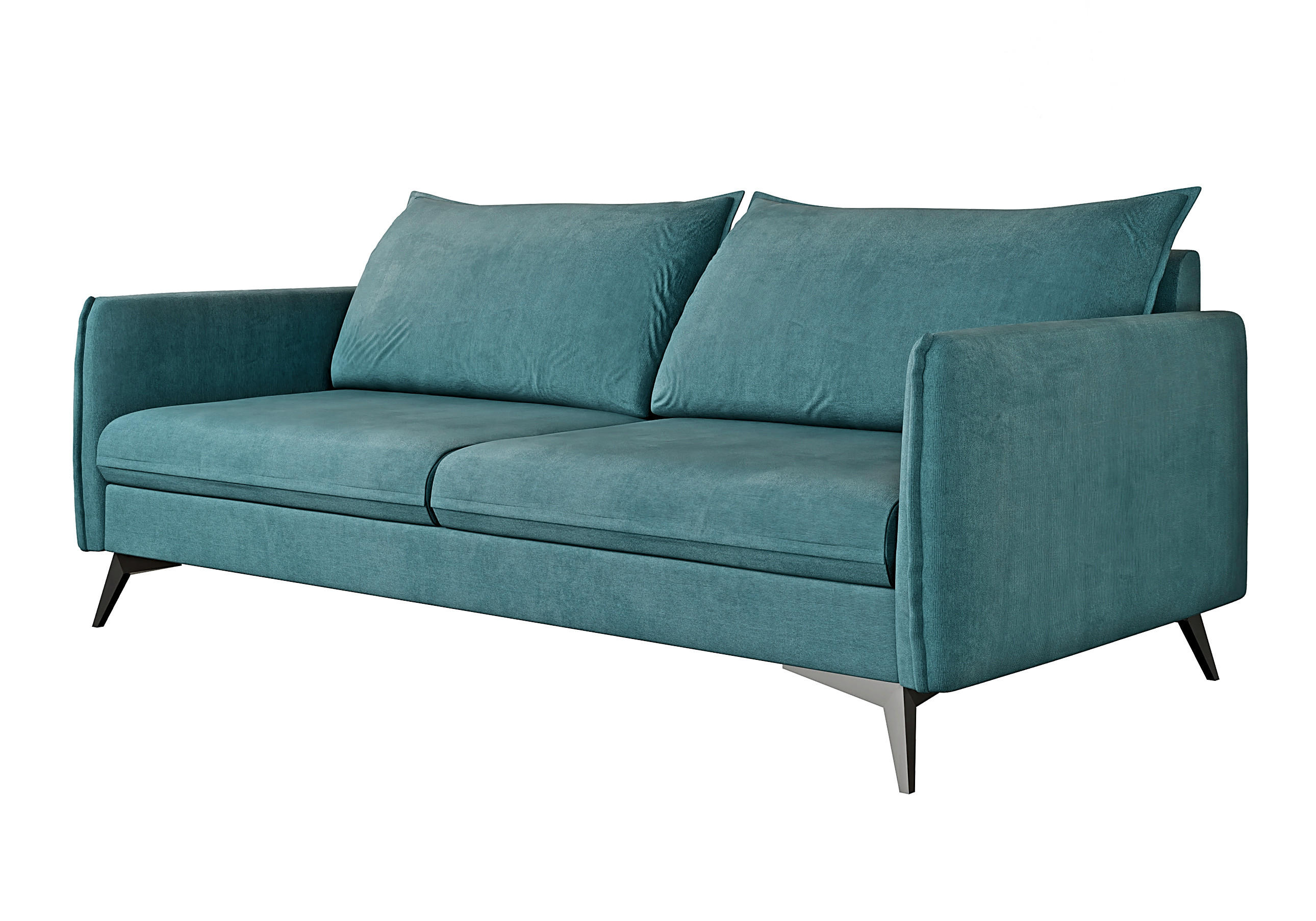 3-SITZER-SOFA Pulse Türkis Luxusmicrofaser - Türkis/Schwarz, Holz/Textil (199/86/91cm) - S-Style Möbel