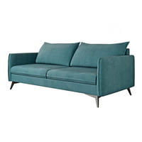 3-SITZER-SOFA Pulse Türkis Luxusmicrofaser - Türkis/Schwarz, Holz/Textil (199/86/91cm) - S-Style Möbel