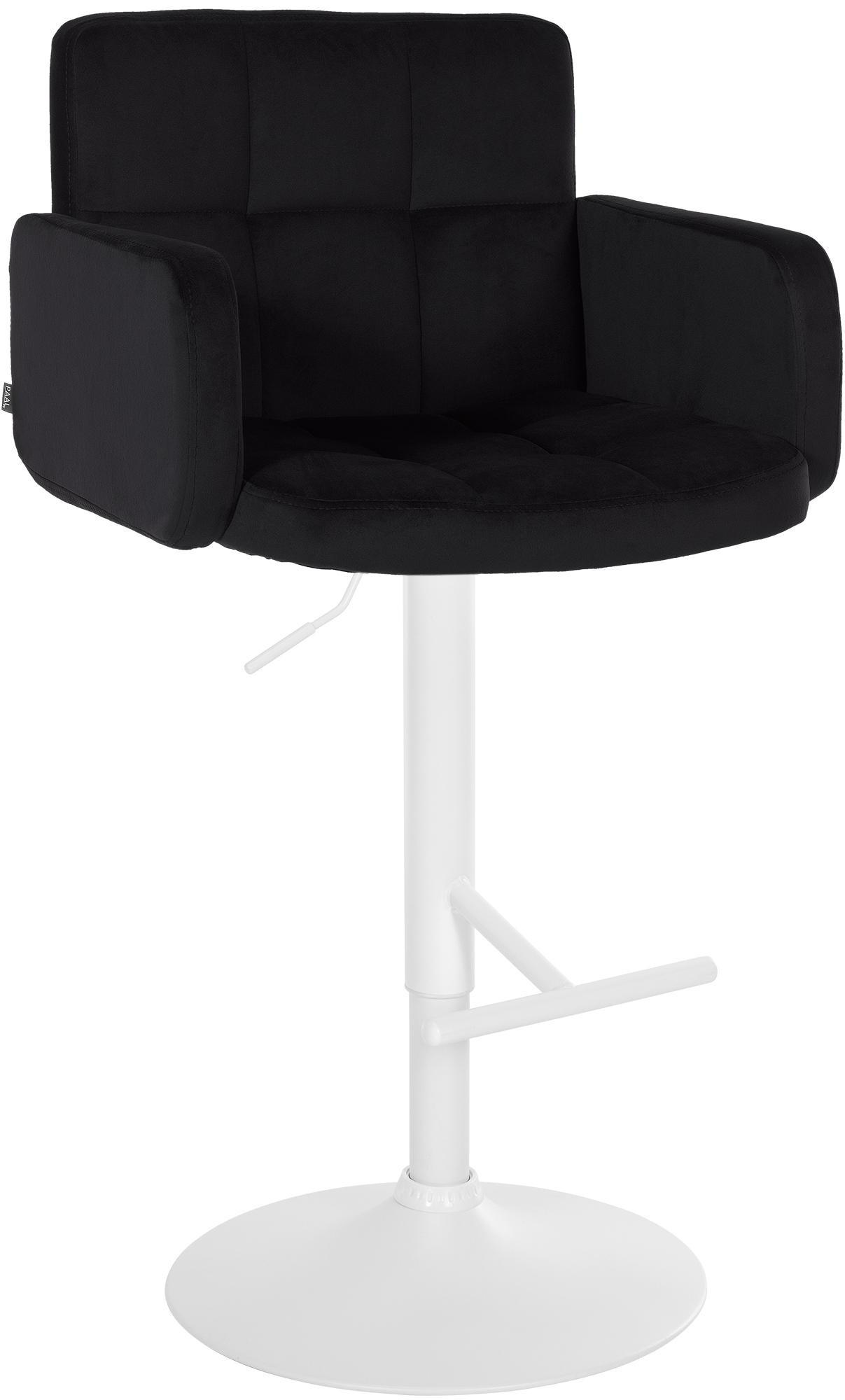 BARHOCKER Samt schwarz - Schwarz/Weiß, Textil/Metall (60/93/56cm) - CLP