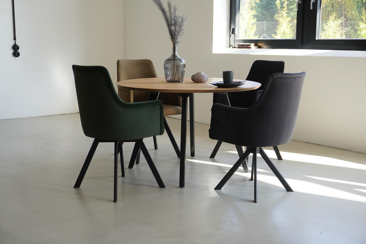 ARMLEHNENSTUHL Sello grün mit T-Fuß drehbar - Schwarz/Grün, Textil/Metall (55/90/58cm) - INKA furniture