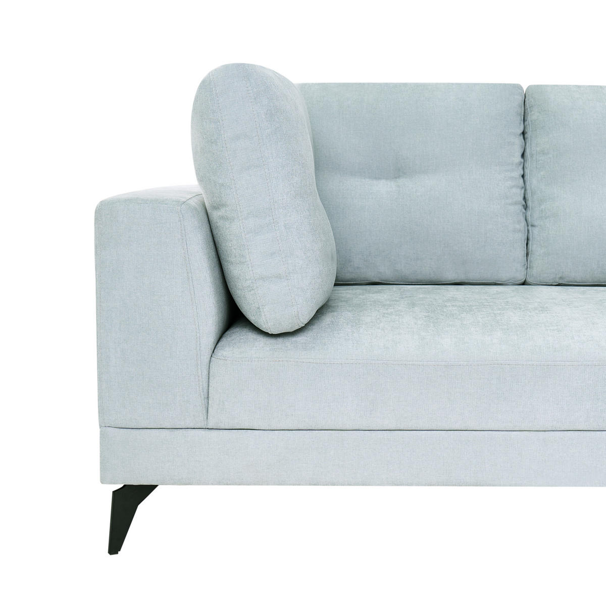 POHOVKA 4-místná Umělý len Světle modrá Yuri - modrá/černá, textil (302/88/100cm) - Beliani