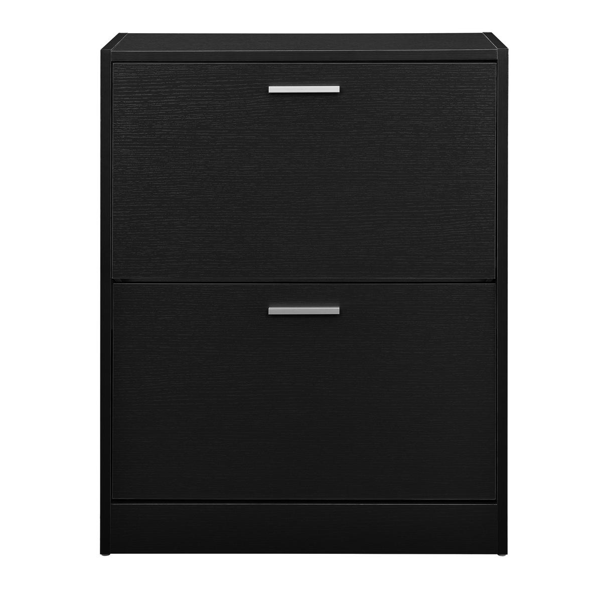 SCHUHSCHRANK Sykkylven - Schwarz, Holzwerkstoff (63/81/24cm) - [en.casa]