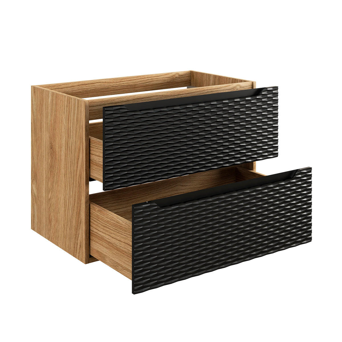 BADMÖBEL 80cm Elora 2er-Set Schwarz und Holz - Schwarz, Holzwerkstoff (80/57/46cm) - Petits-meubles