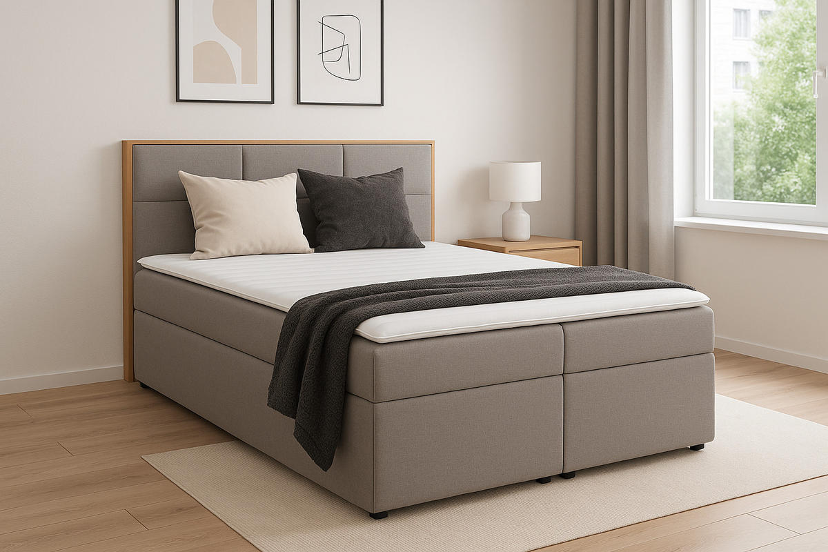 BOXSPRINGBETT ELMA mit Topper und Bettkasten, Braun, 120x200 cm - Braun, Textil (120/200cm) - KS Home Concept