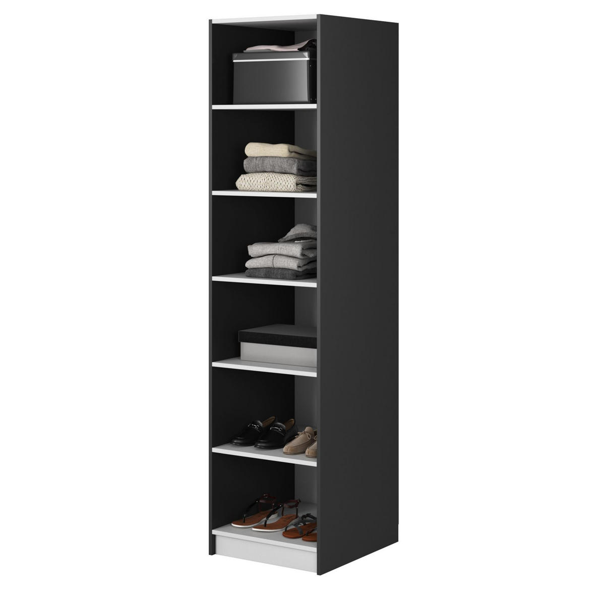 KLEIDERSCHRANK Moonir Schwarz 50 cm - Goldfarben/Schwarz, Holzwerkstoff/Metall (50/200.5/57cm) - Selsey