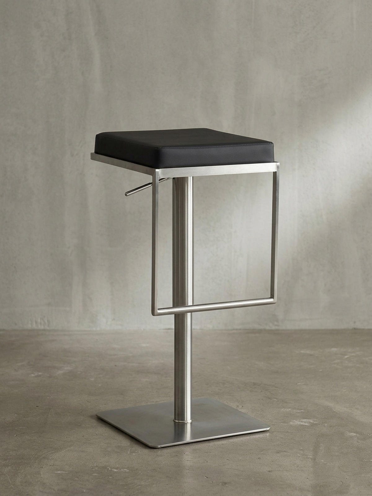 BARHOCKER – Schwarz, Kunstleder, Edelstahl, höhenverstellbar, drehbar, gepolstert, Modern - Silberfarben/Schwarz, Kunststoff/Textil (38/91/39cm) - KADIMA DESIGN