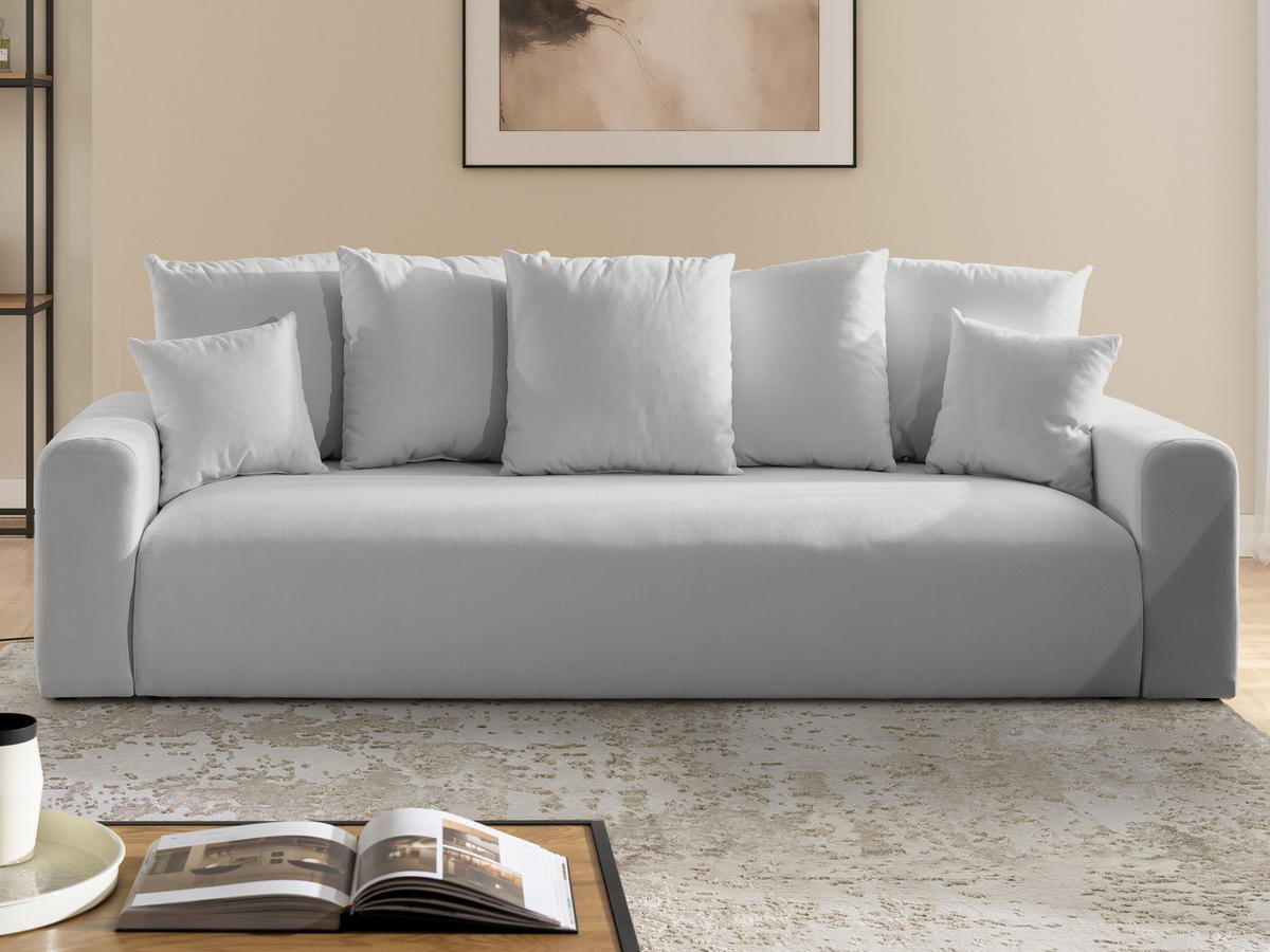 SCHLAFSOFA Calma mit Bettkasten im Bumpy-Design aus weichem Grau Webstoff - Schwarz/Grau, Holz/Kunststoff (239/88/98cm) - S-Style