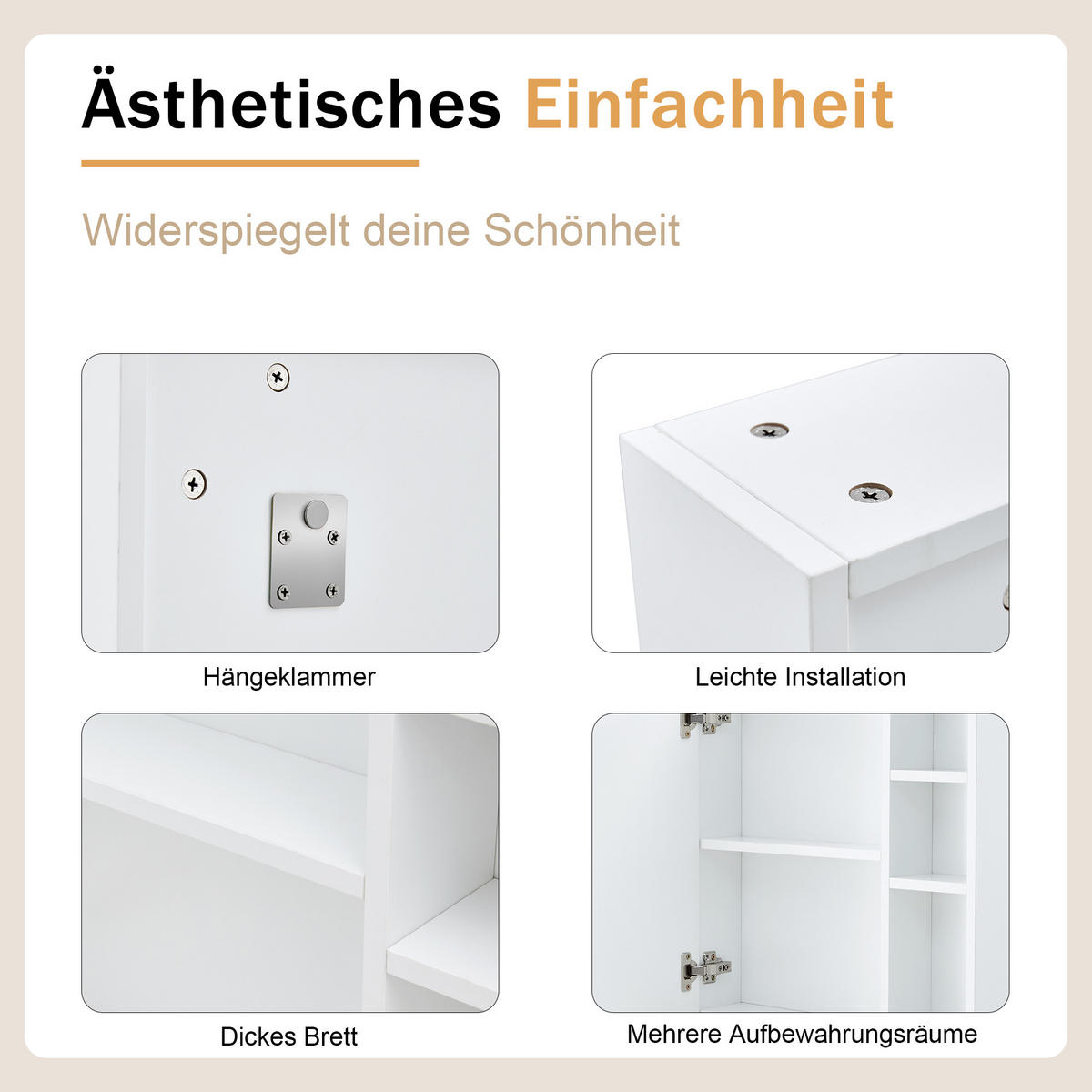 SPIEGELSCHRANK Weiß wandhängend mit Spiegeltür und Stauraum 55/13/56 cm - Transparent, Holzwerkstoff (55/56/13cm) - PANGIVO