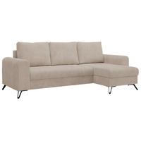 ECKSOFA Hugo Cord Beige - Beige/Schwarz, Textil/Metall (242/140cm) - MKS