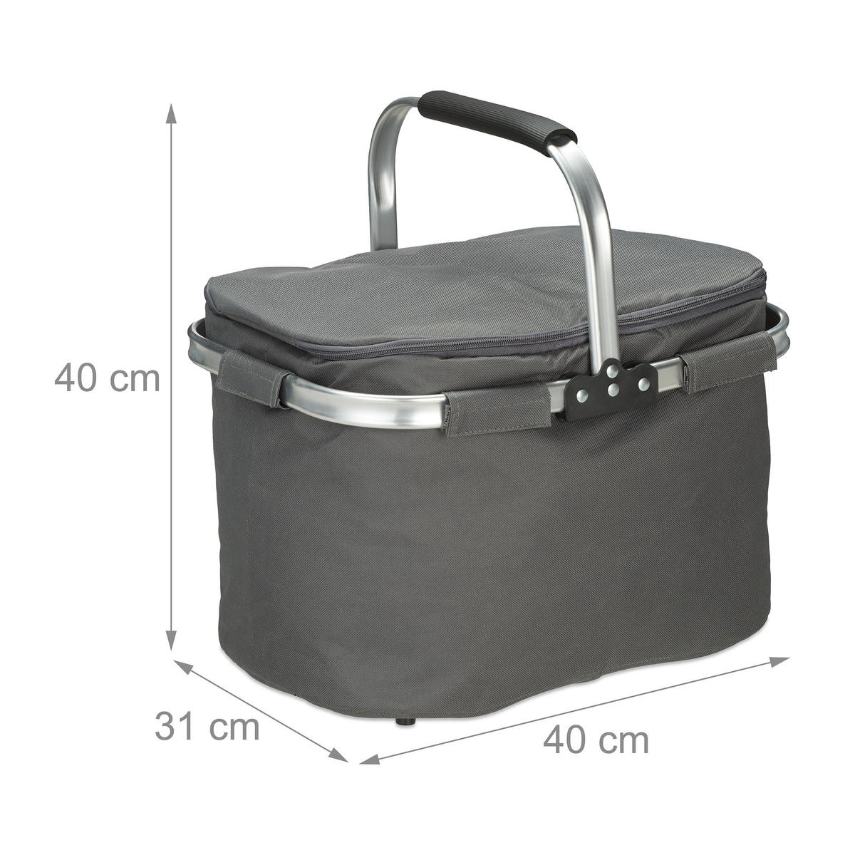 NÁKUPNÍ košík - šedá, kov/textil (40/40/31cm) - Relaxdays