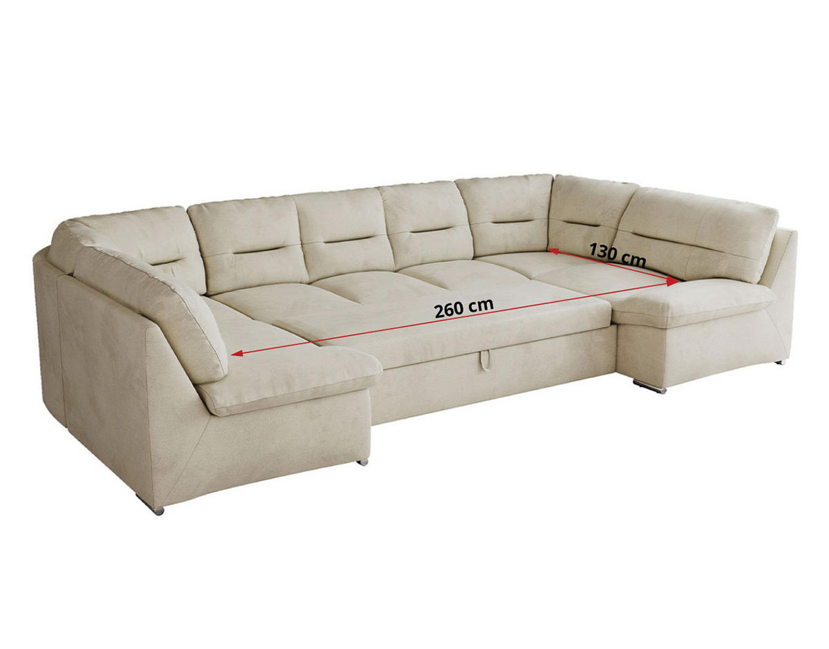 WOHNLANDSCHAFT COMODO U Beige Velvet - Beige/Silberfarben, Textil/Metall (340/93/206cm) - MKS