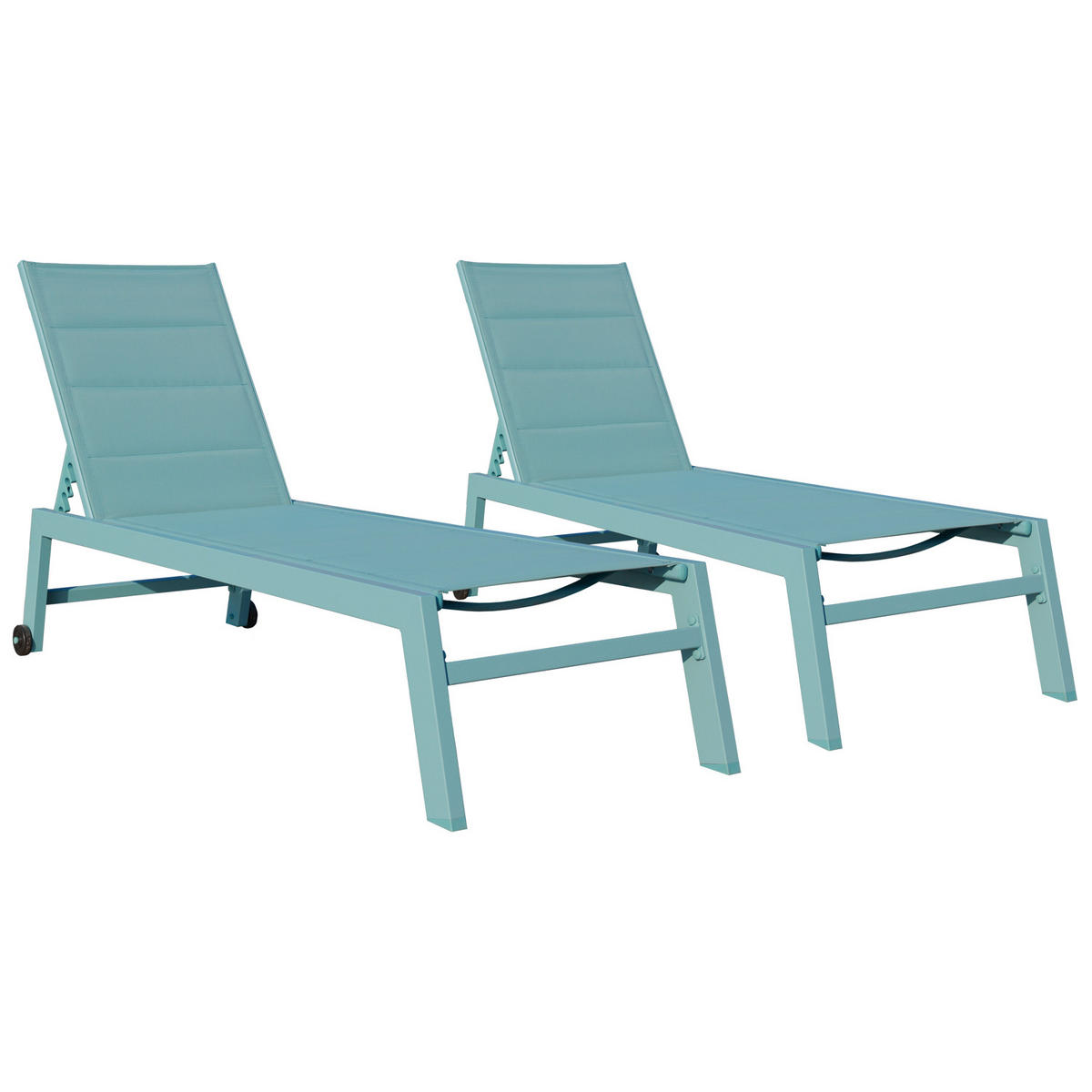 SONNENLIEGEN Barbados Hellblau und Hellblau 2er-Set - Blau, Kunststoff (61/95/198cm) - Happy Garden