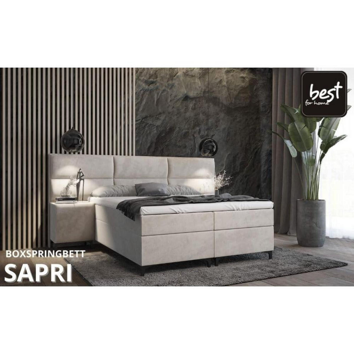 BOXBETT Sapri mit Bettkasten und 2x Nachtisch - Hellgrau, Holz/Holzwerkstoff (120/200cm) - Best For Home
