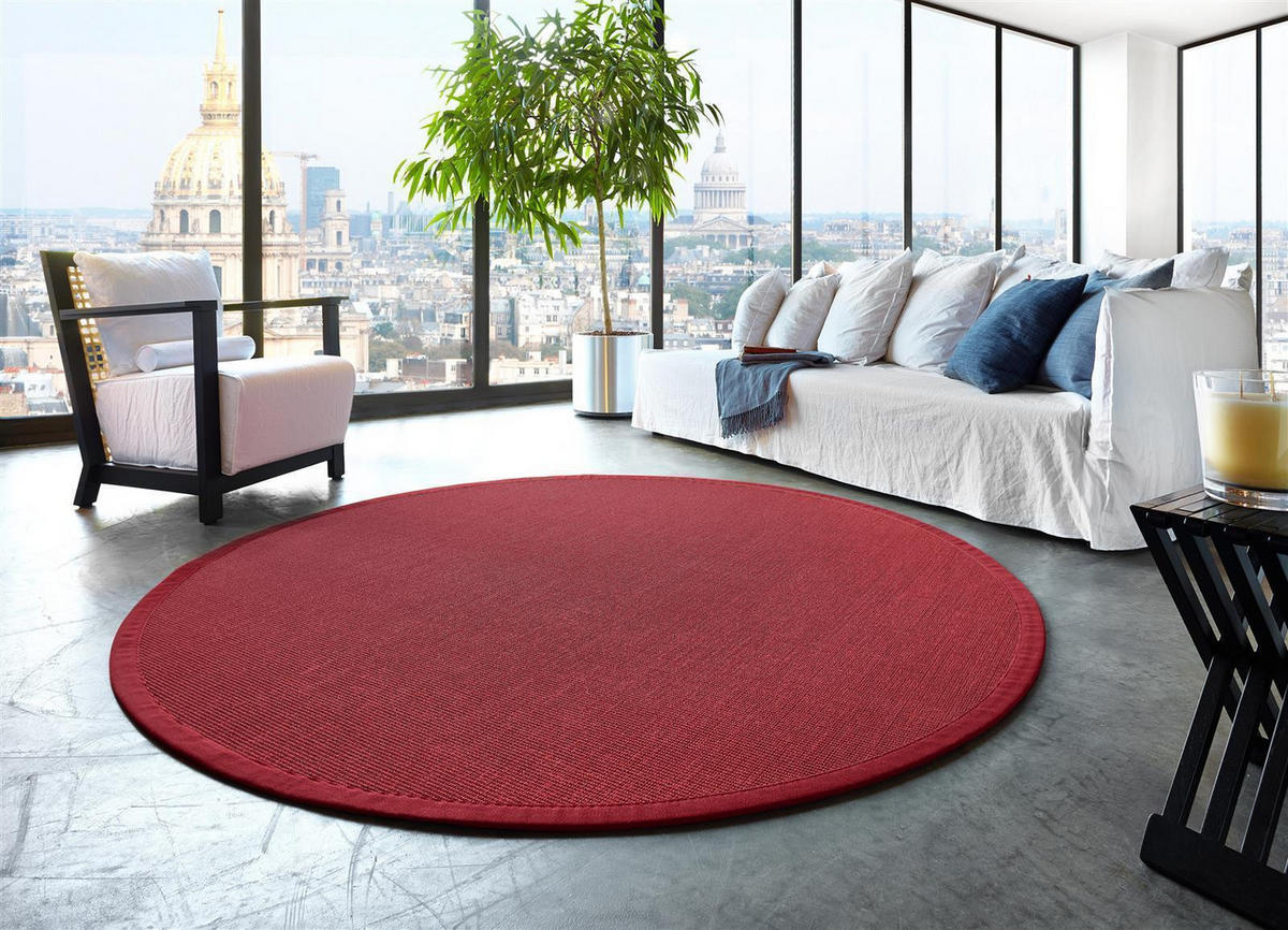 TEPPICH Sisal Manaus rubin/mohnrot Rund 350cm - Rot, Textil (350/350cm) - Astra