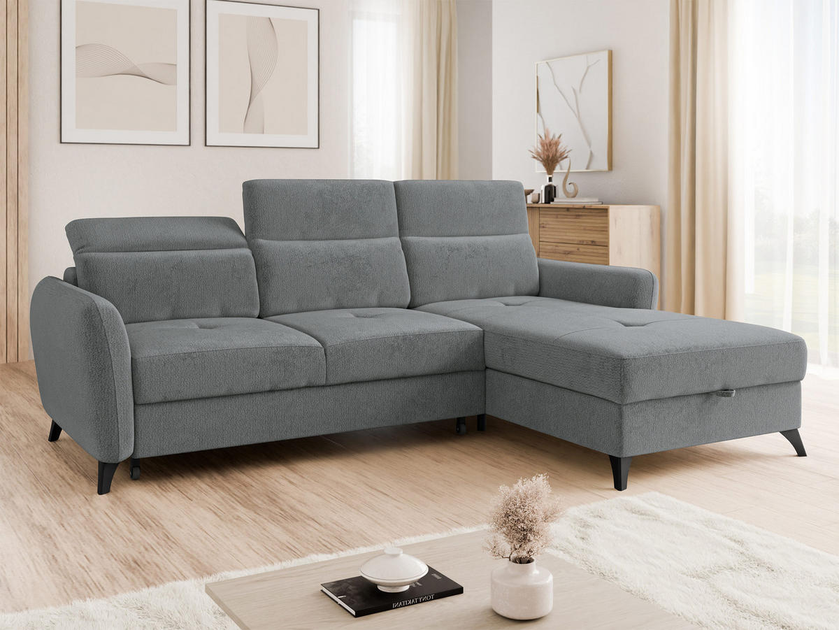 ECKSOFA Talia, Seite: Rechts 2R-LC - Schwarz/Graphitfarben, Holz/Kunststoff (238/167cm) - MIRJAN24