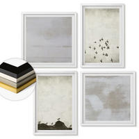 WANDBILDER 4er-Set - 50x50 cm & 40x60 cm Weißer Rahmen - Minimalistische Vögel im Flug - Weiß, Kunststoff (50/50cm) - ArtPrintCave