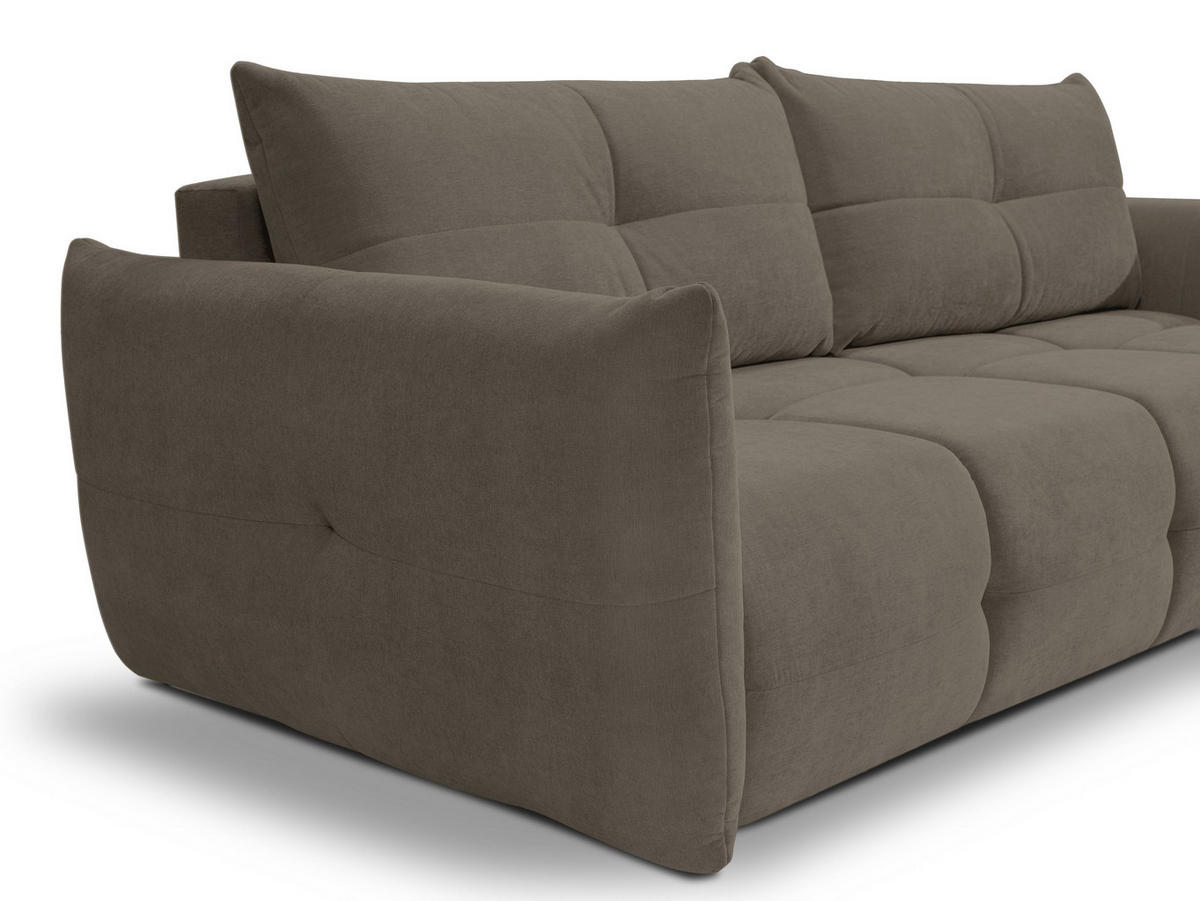 BETTSOFA MODA Braun Chenille-Stoff mit Schlaffunktion - Braun, Holz (245/86/110cm) - MASSENO