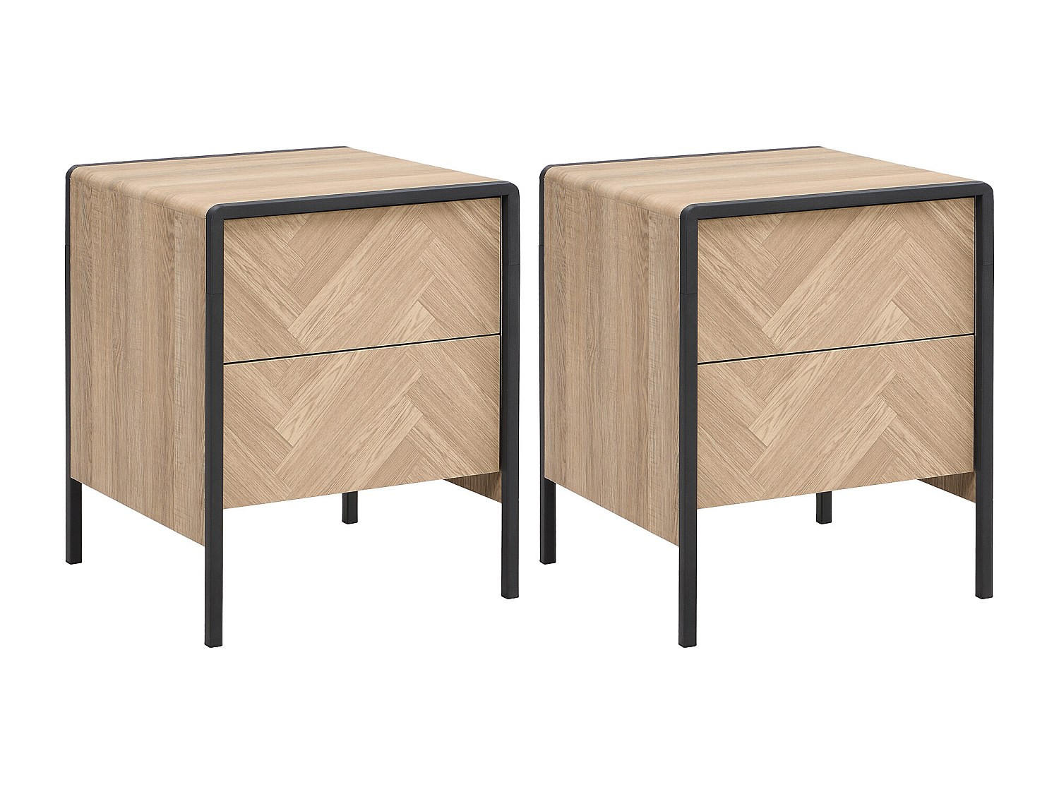 NACHTTISCH - 40 cmcm x 40 cmcm - Holz, Platte - Schwarz, Naturfarben Hell - TUMACO - Schwarz, Holz (40/50/40cm) - Vente-Unique