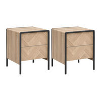 NACHTTISCH - 40 cmcm x 40 cmcm - Holz, Platte - Schwarz, Naturfarben Hell - TUMACO - Schwarz, Holz (40/50/40cm) - Vente-Unique