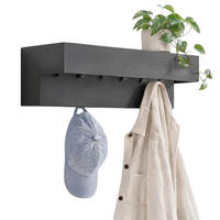 WANDGARDEROBE mit Ablage 60 cm Metall 96741 Garderobenleiste Hängegarderobe - Schwarz, Metall (60/18/24cm) - DanDiBo