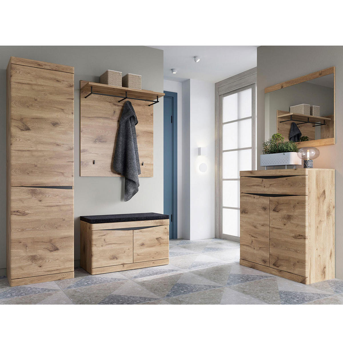 SCHUHKOMMODE Twist Eiche Viking / anthrazit 86 / 40 / 102cm - Eichefarben/Anthrazit, Holz/Holzwerkstoff (86/102/40cm) - Feldmann-Wohnen