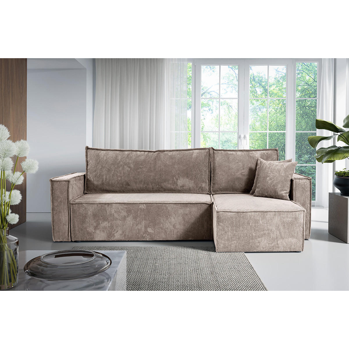 ECKSOFA Ezekiel 3 Sitzplätze Taupe - Taupe, Holz (236/145cm) - Petits-meubles