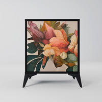 SIDEBOARD STYLISH BEAUTY, Schwarz, 57,5x42x70,5 cm, Schwarze Metall-Sternfüße - Multicolor/Schwarz, Holzwerkstoff/Metall (57.5/70.5/42cm) - SpaceRebels