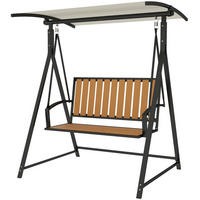 HOLLYWOODSCHAUKEL aus Polyester 142x112x162 cm in Schwarz mit verstellbarem Sonnendach - Schwarz, Textil (112/162/142cm) - Modfu