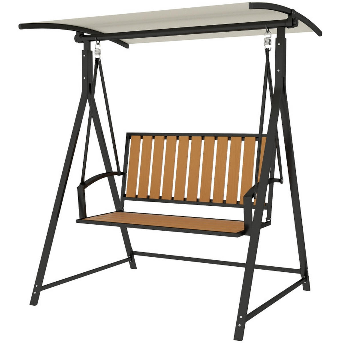 HOLLYWOODSCHAUKEL aus Polyester 142x112x162 cm in Schwarz mit verstellbarem Sonnendach - Schwarz, Textil (112/162/142cm) - Modfu