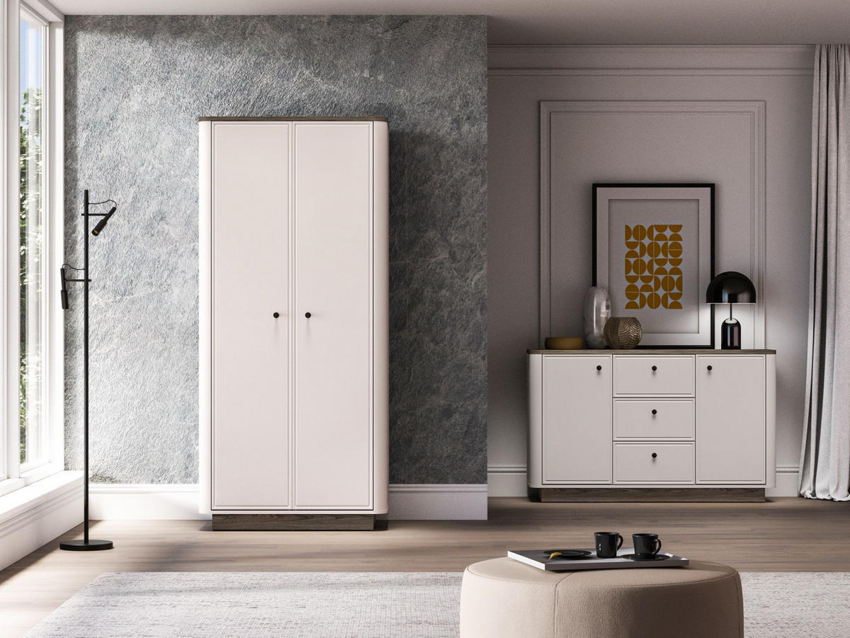 KLEIDERSCHRANK Vilavio Kaschmir/Eicheoptik, 92 cm - Taupe/Dunkelbraun, Holzwerkstoff/Metall (91.6/191.5/53cm) - Selsey