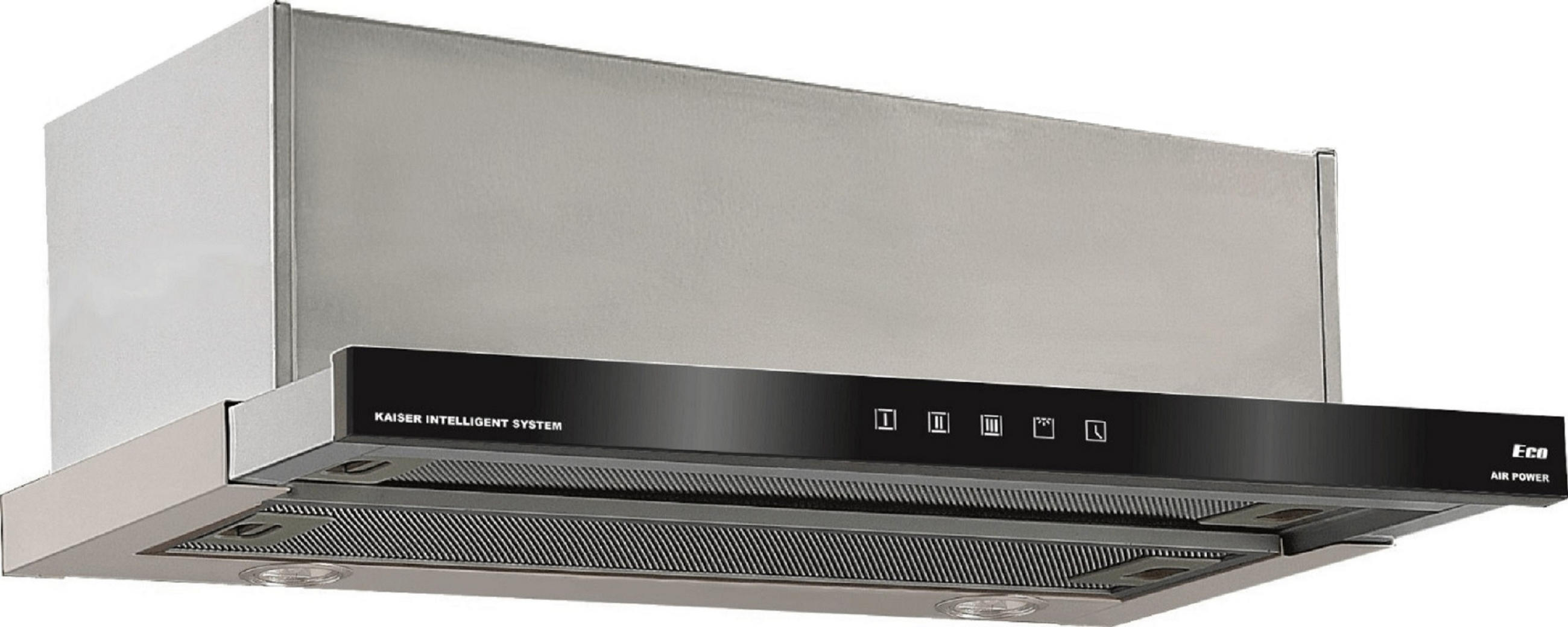 DUNSTABZUGSHAUBE EA 644 Eco 60 cm Schwarzes Glas / Edelstahl - Silberfarben, Glas/Metall (60/27/28cm) - Kaiser Küchengeräte