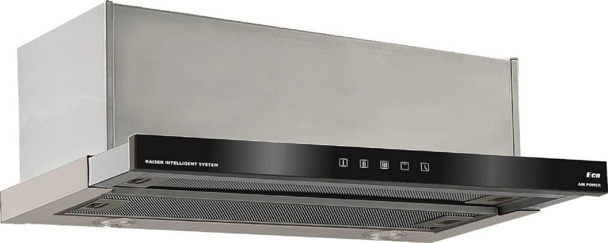DUNSTABZUGSHAUBE EA 644 Eco 60 cm Schwarzes Glas / Edelstahl - Silberfarben, Glas/Metall (60/27/28cm) - Kaiser Küchengeräte
