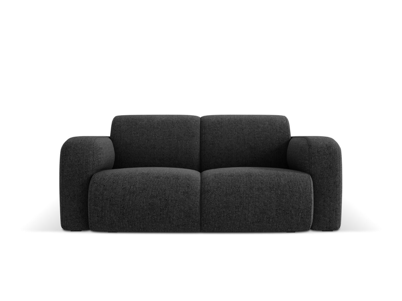SOFA Molino aus Chenille-Stoff schwarz 2 Sitzplätze - Schwarz, Textil (95/72/170cm) - Micadoni
