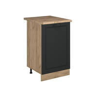 KÜCHENUNTERSCHRANK R-Line, Anthrazit Landhaus/Goldkraft Eiche, 50 cm Arbeitsplatte Goldkraft Eiche - Honigeiche/Anthrazit, Holzwerkstoff (50/81.6/60cm) - Vicco