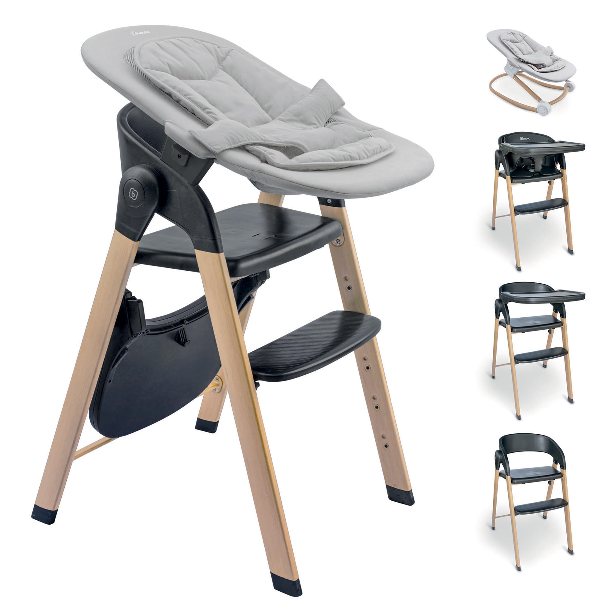 HOCHSTUHL-SET Levels Newborn - Schwarz, Metall (44/88/63cm) - BabyGo