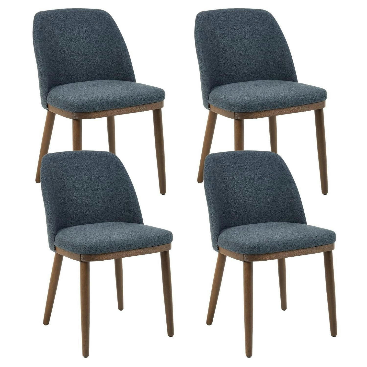ESSZIMMERSTUHL 4er Set Leinen Blau Holzbeine - Blau, Textil (47/78/51cm)