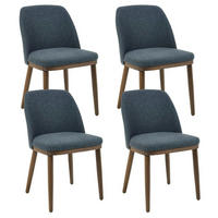 ESSZIMMERSTUHL 4er Set Leinen Blau Holzbeine - Blau, Textil (47/78/51cm)