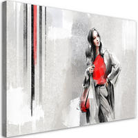 WANDBILD eine frau in einem mantel - Beige, Textil (60/40cm) - Feeby